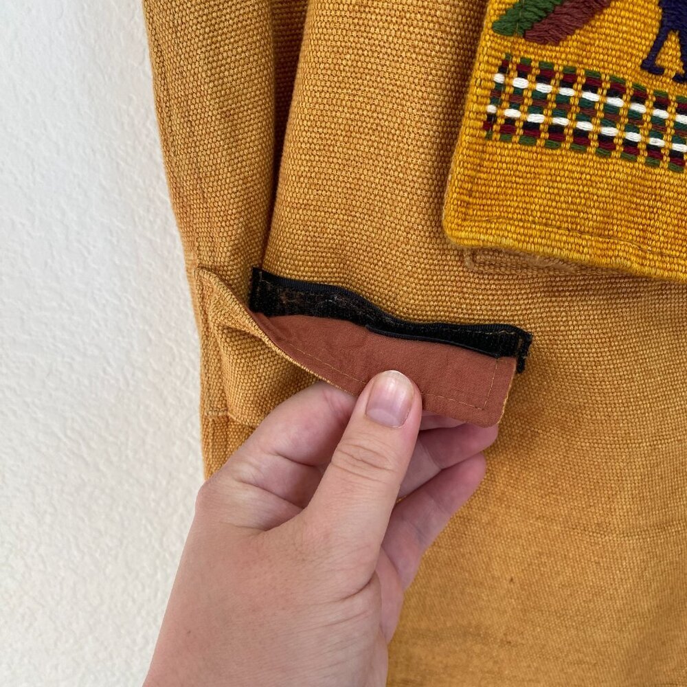 Vintage Mexican Style Embroidered Cotton Vest Mustard Yellow - Picture 8 of 9
